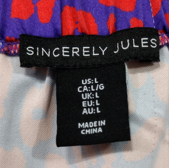 Sincerely Jules Animal Print Faux Wrap Skirt Women's L Purple Retro 90s Y2K - Picture 9 of 10